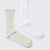 Pack de 2 pares de calcetines de caña corta con vuelta – Gris polvoriento y blanco Pack de 2 pares de calcetines de caña corta con vuelta – Gris polvoriento y blanco