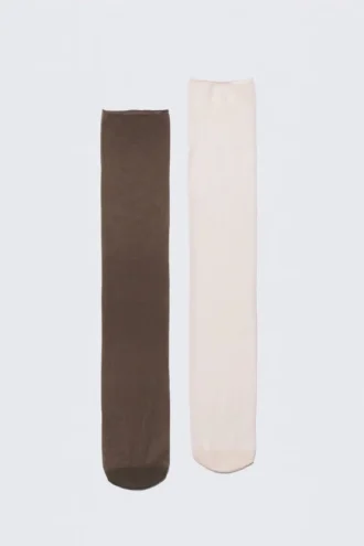 Pack de 2 pares de calcetines de malla – Marrón oscuro/Beige