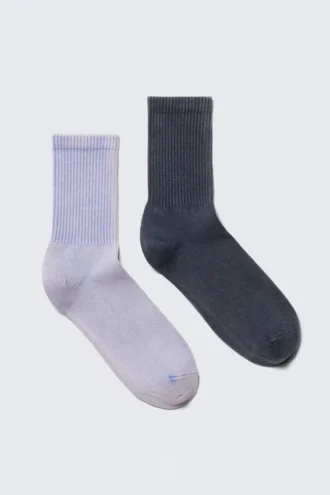 Pack de 2 pares de calcetines deportivos lavados – Azul claro y azul oscuro