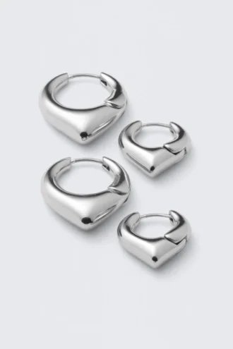 Pack de 2 pendientes de aro con puntas suaves – Plata