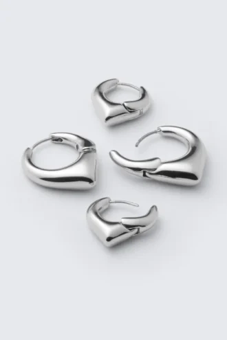 Pack de 2 pendientes de aro con puntas suaves – Plata