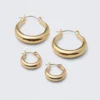 Pack de 2 pendientes de aro pulidos – Dorados