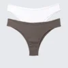 Pack de 2 slips brasileños acanalados – Blanco y gris lavado Pack de 2 slips brasileños acanalados – Blanco y gris lavado