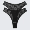Pack de 2 slips brasileños de encaje – Negro