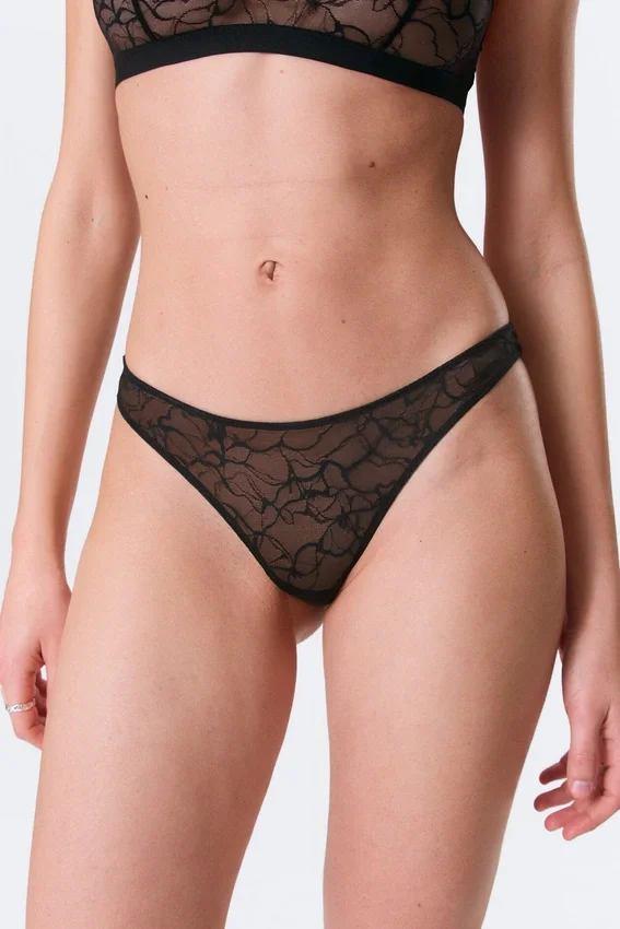 Pack de 2 slips brasileños de encaje ondulado – Negro Pack de 2 slips brasileños de encaje ondulado – Negro