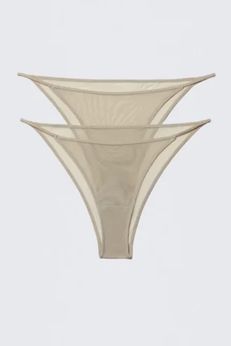 Pack de 2 slips brasileños de malla – Beige