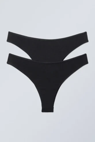 Pack de 2 slips brasileños de modal con corte cheeky – Negro