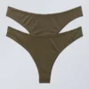 Pack de 2 slips brasileños de modal con corte cheeky – Verde caqui oscuro Pack de 2 slips brasileños de modal con corte cheeky – Verde caqui oscuro