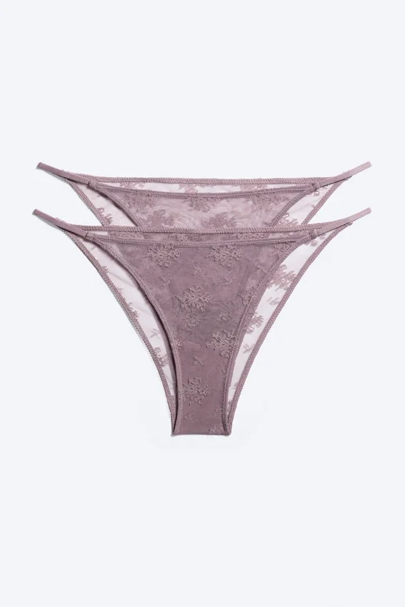 Pack de 2 slips de encaje – Lila empolvado Pack de 2 slips de encaje – Lila empolvado