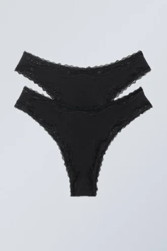Pack de 2 slips de encaje – Negro