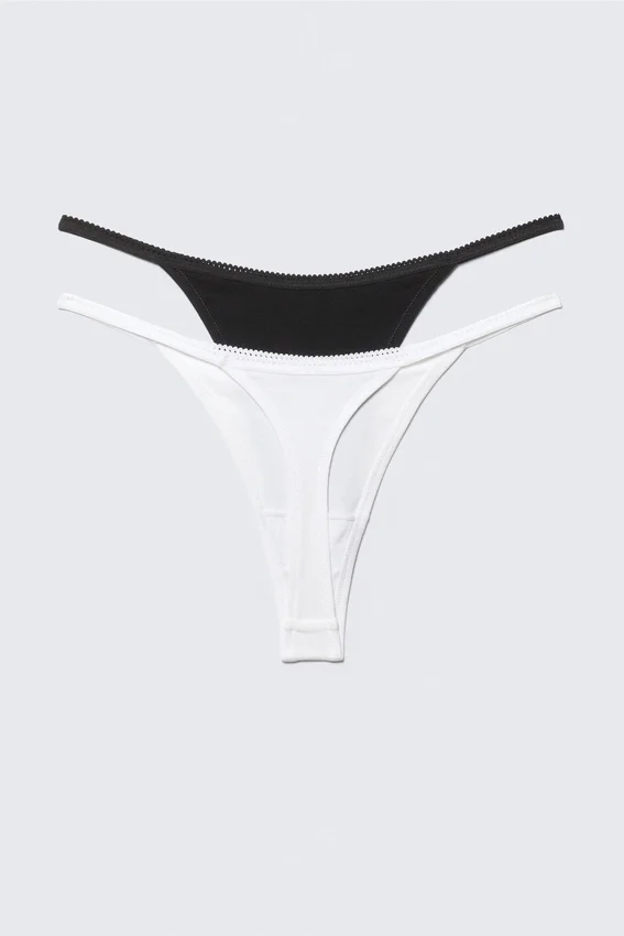 Pack de 2 tangas de algodón – Blanco y negro Pack de 2 tangas de algodón – Blanco y negro