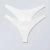 Pack de 2 tangas de algodón Pointelle – Blanco Pack de 2 tangas de algodón Pointelle – Blanco