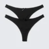 Pack de 2 tangas de algodón pointelle – Negro Pack de 2 tangas de algodón pointelle – Negro