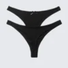 Pack de 2 tangas de algodón pointelle – Negro Pack de 2 tangas de algodón pointelle – Negro