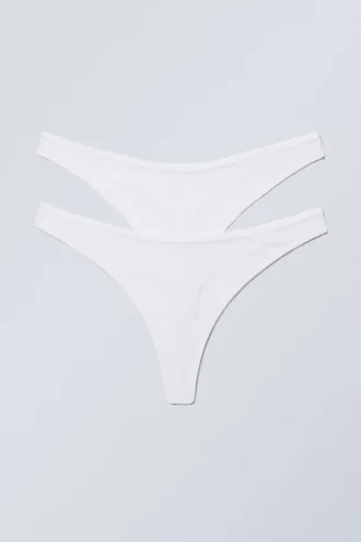 Pack de 2 tangas de encaje ceniza – Blanco