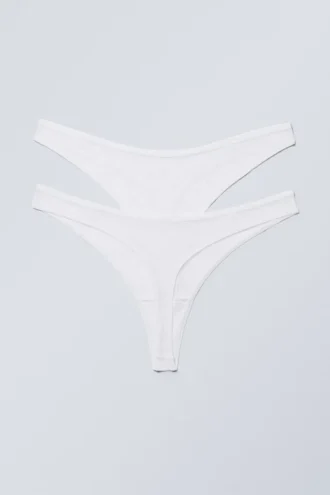 Pack de 2 tangas de encaje ceniza – Blanco