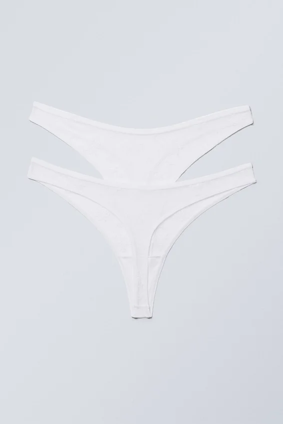 Pack de 2 tangas de encaje ceniza – Blanco Pack de 2 tangas de encaje ceniza – Blanco
