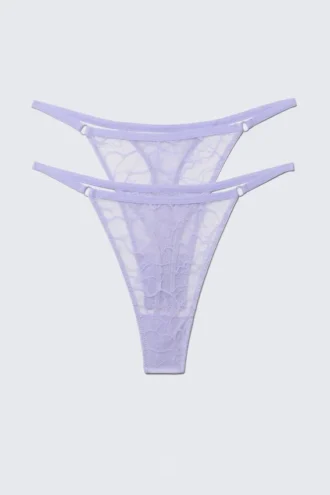 Pack de 2 tangas de encaje con remolinos – Lila claro