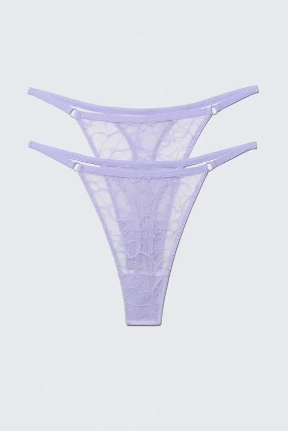 Pack de 2 tangas de encaje con remolinos – Lila claro Pack de 2 tangas de encaje con remolinos – Lila claro