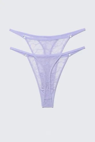 Pack de 2 tangas de encaje con remolinos – Lila claro