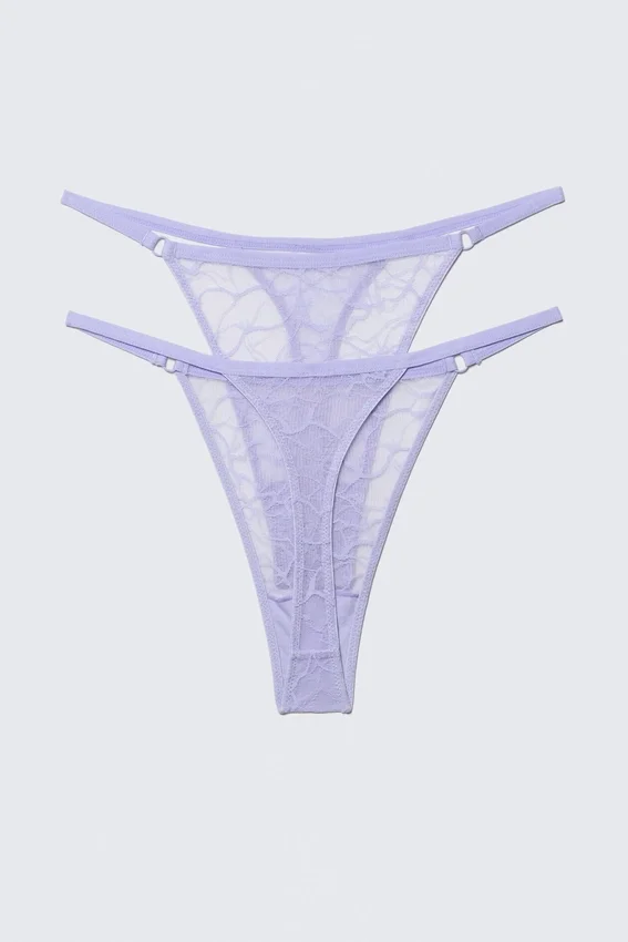 Pack de 2 tangas de encaje con remolinos – Lila claro Pack de 2 tangas de encaje con remolinos – Lila claro