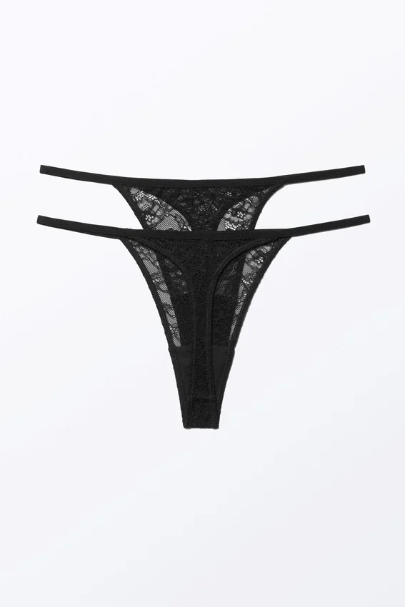 Pack de 2 tangas de encaje Lacey – Negro Pack de 2 tangas de encaje Lacey – Negro