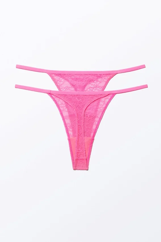 Pack de 2 tangas de encaje Lacey – Rosa brillante Pack de 2 tangas de encaje Lacey – Rosa brillante