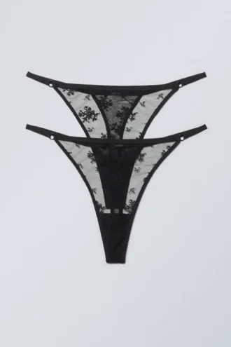Pack de 2 tangas de encaje – Negro