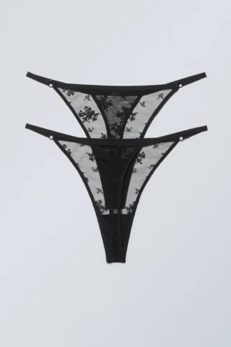 Pack de 2 tangas de encaje – Negro