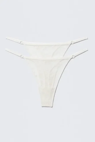 Pack de 2 tangas de encaje transparente – Blanco