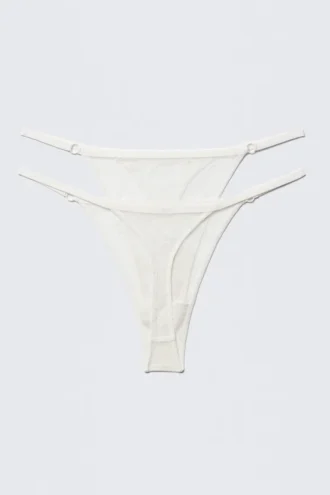 Pack de 2 tangas de encaje transparente – Blanco