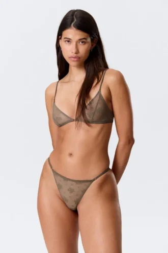 Pack de 2 tangas de encaje transparente – Gris empolvado