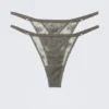 Pack de 2 tangas de encaje transparente – Gris empolvado Pack de 2 tangas de encaje transparente – Gris empolvado