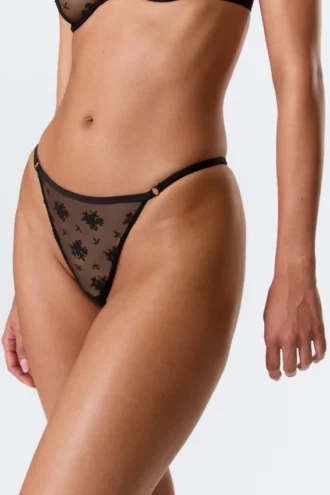 Pack de 2 tangas de encaje transparente – Negro