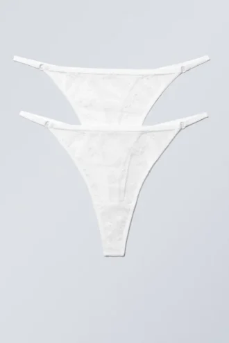 Pack de 2 tangas de encaje Zelda – Blanco