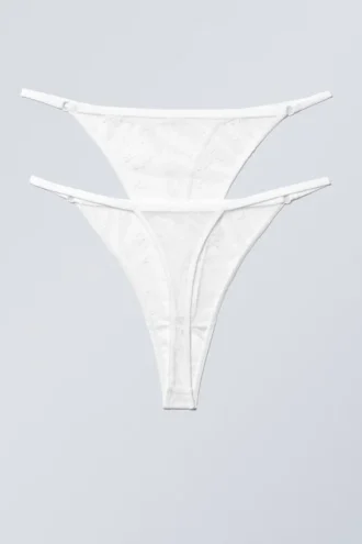 Pack de 2 tangas de encaje Zelda – Blanco