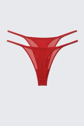 Pack de 2 tangas de malla de talle medio – Rojo brillante