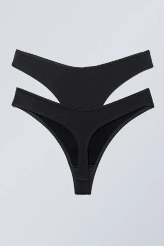 Pack de 2 tangas de modal de cintura baja – Negro