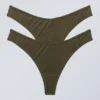 Pack de 2 tangas de modal de cintura baja – Verde caqui oscuro Pack de 2 tangas de modal de cintura baja – Verde caqui oscuro