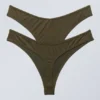 Pack de 2 tangas de modal de cintura baja – Verde caqui oscuro Pack de 2 tangas de modal de cintura baja – Verde caqui oscuro