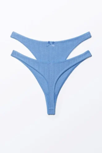 Pack de 2 tangas de talle bajo Pearl – Azul empolvado