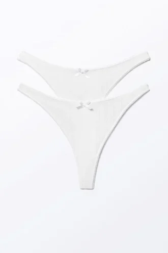 Pack de 2 tangas de talle bajo Pearl – Blanco