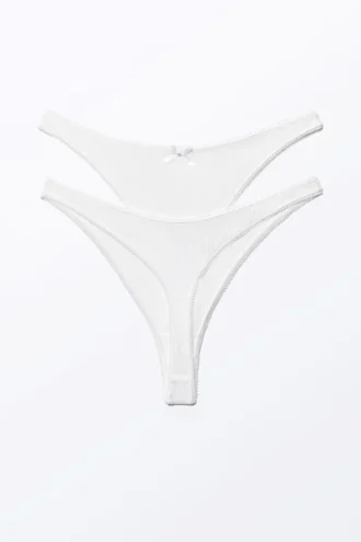 Pack de 2 tangas de talle bajo Pearl – Blanco