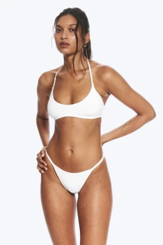 Pack de 2 tangas de talle medio con ribete – Blanco