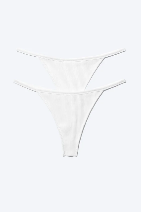 Pack de 2 tangas de talle medio con ribete – Blanco Pack de 2 tangas de talle medio con ribete – Blanco