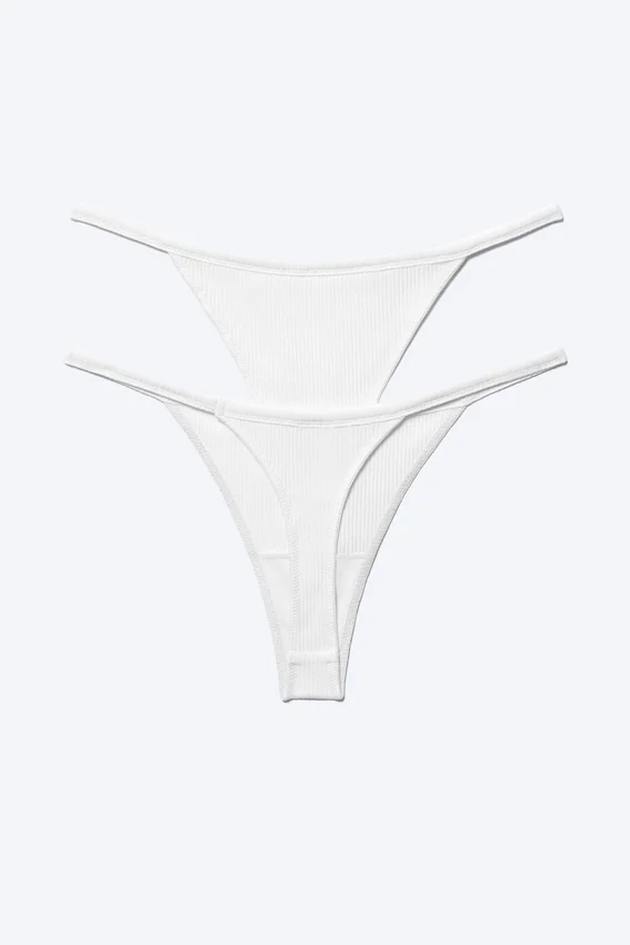 Pack de 2 tangas de talle medio con ribete – Blanco Pack de 2 tangas de talle medio con ribete – Blanco
