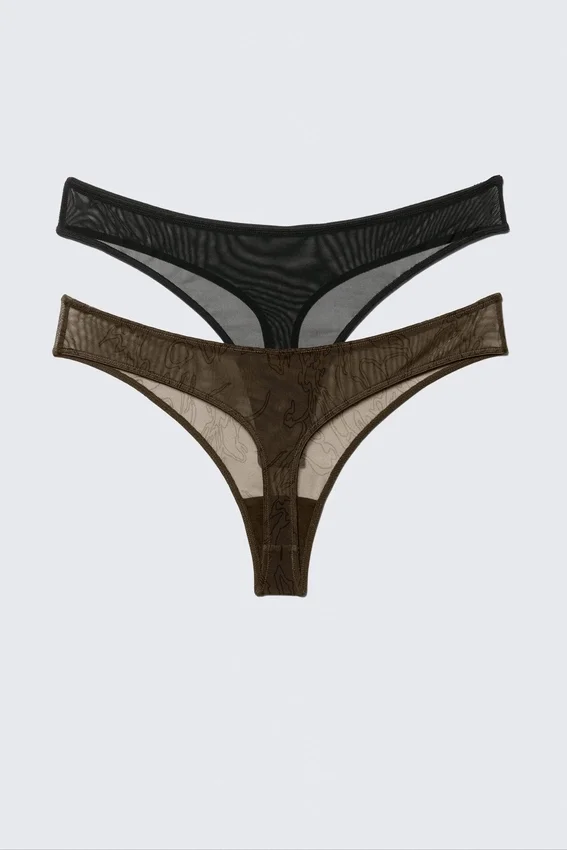 Pack de 2 tangas Mila Mesh – Marrón oscuro Pack de 2 tangas Mila Mesh – Marrón oscuro