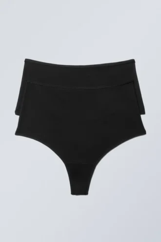 Pack de 2 tangas Soul Soft de talle alto – Negro
