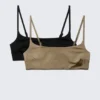 Pack de 2 tops de bikini con cuello redondo – Negro y beige Pack de 2 tops de bikini con cuello redondo – Negro y beige