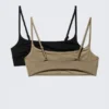 Pack de 2 tops de bikini con cuello redondo – Negro y beige Pack de 2 tops de bikini con cuello redondo – Negro y beige